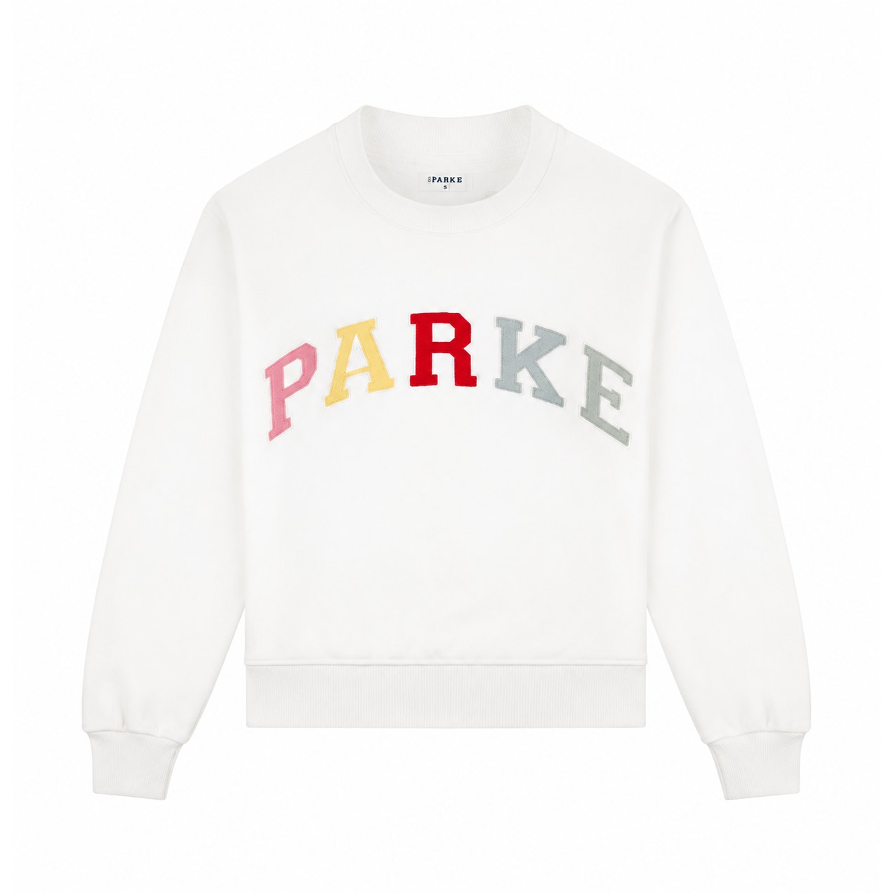 PARKE Heritage Varsity Mockneck Sweatshirt White Women's Pullover NWT M