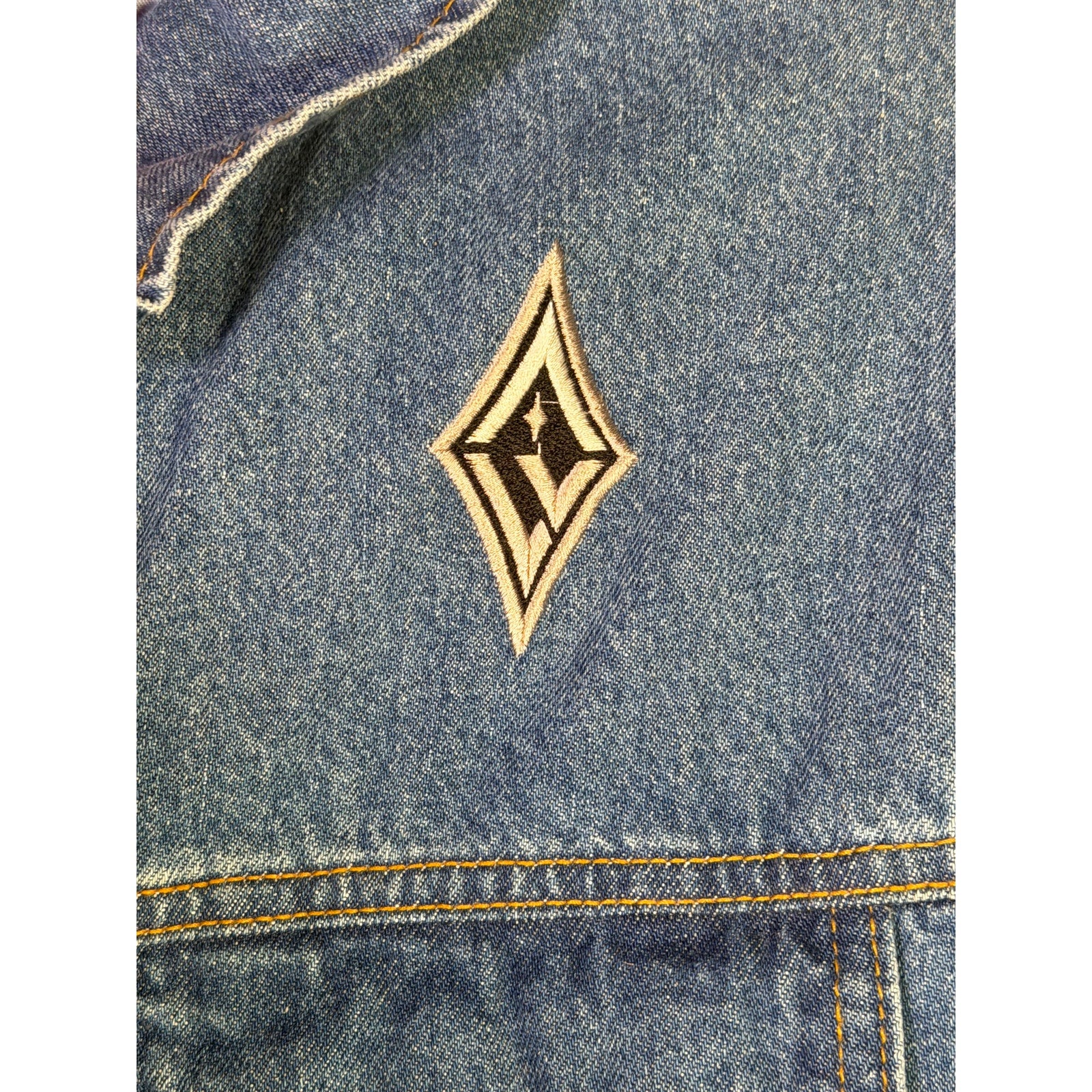 FISLL Las Vegas Aces A’ja Wilson #22 denim jacket in blue, size small, displayed on a hanger with front view.