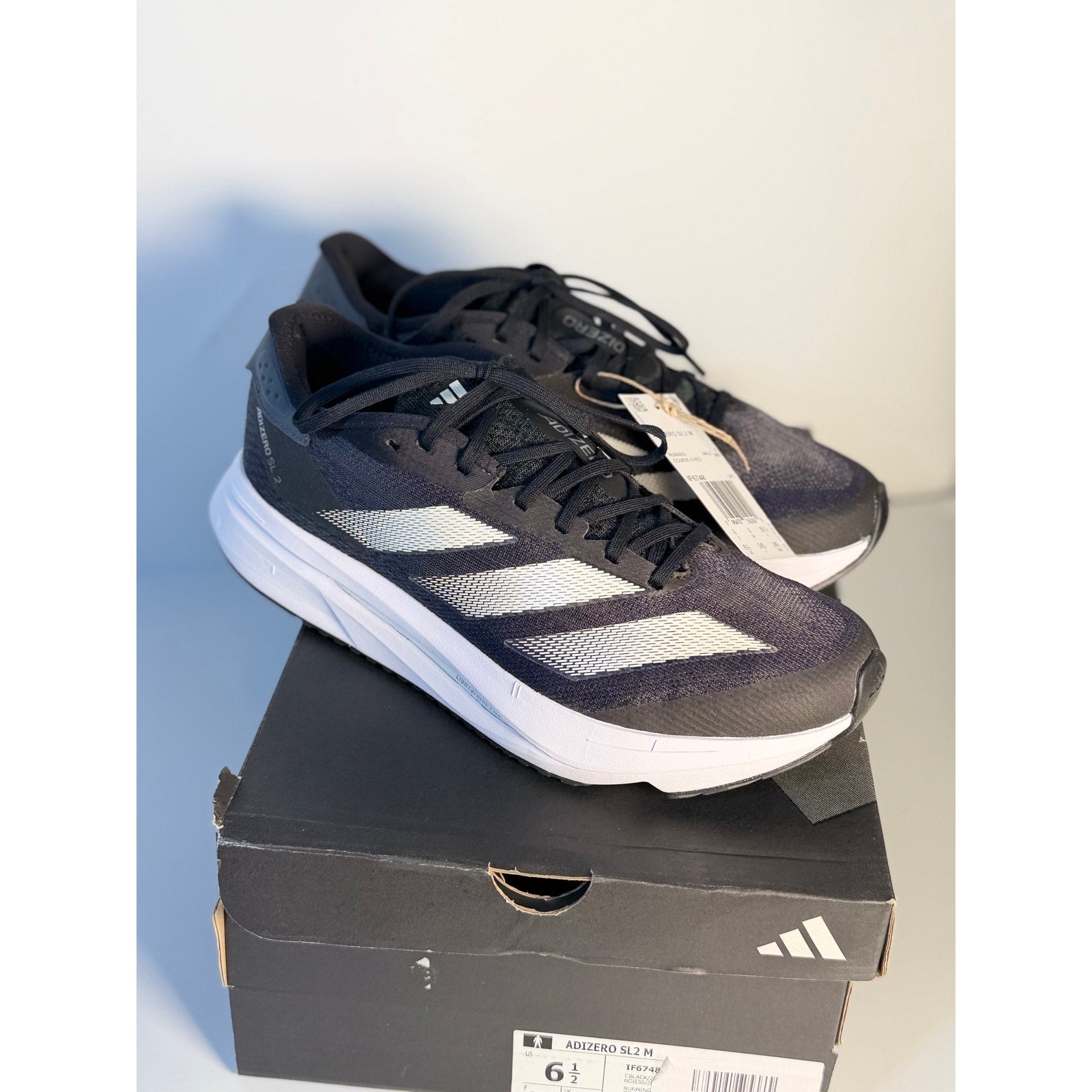 Adidas Adizero SL2 Running Shoes Men's Size 6.5 Black White Lightstrike IF6748 New