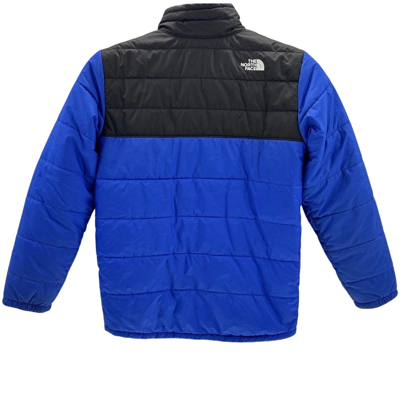 The North Face Boys Reversible Mount Chimborazo Puffer Jacket – Size Large – Blue / Black – Fleece Lined