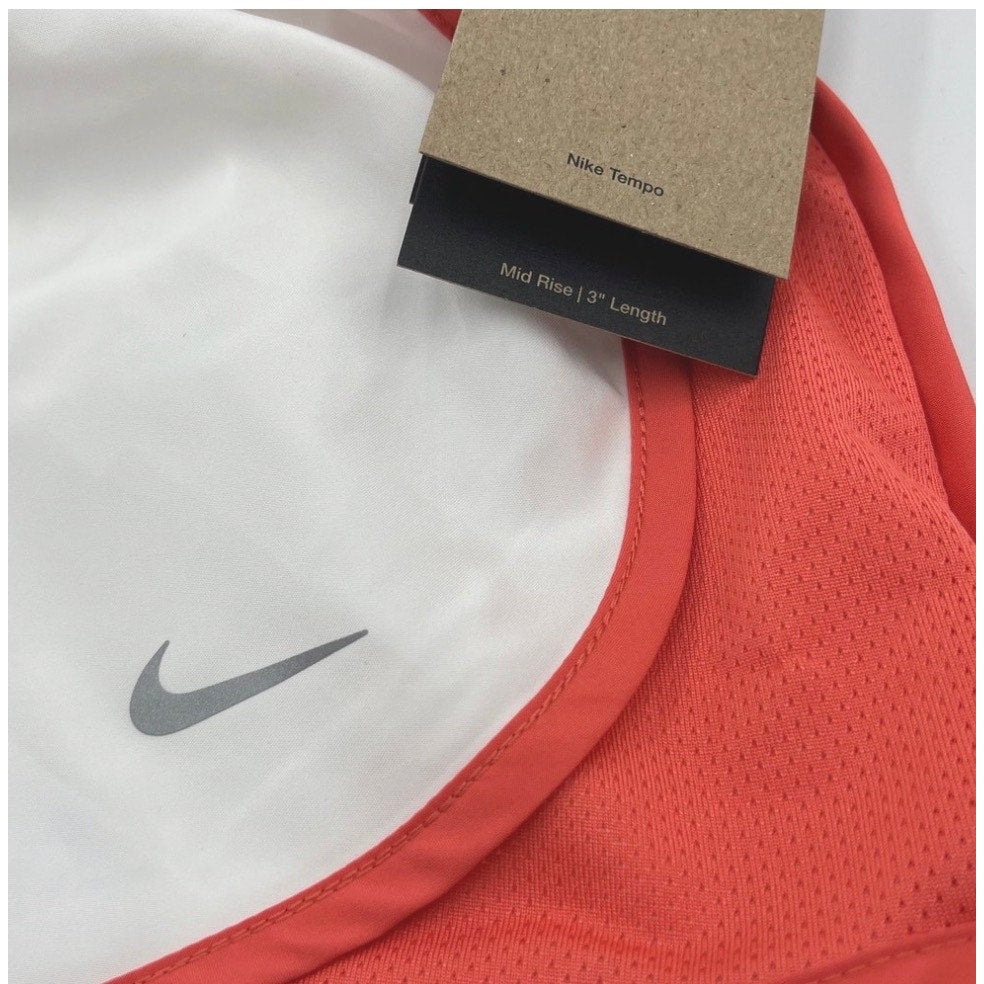 Nike Tempo Running Shorts Women's White Coral 3" Mid Rise Size Large NWT
