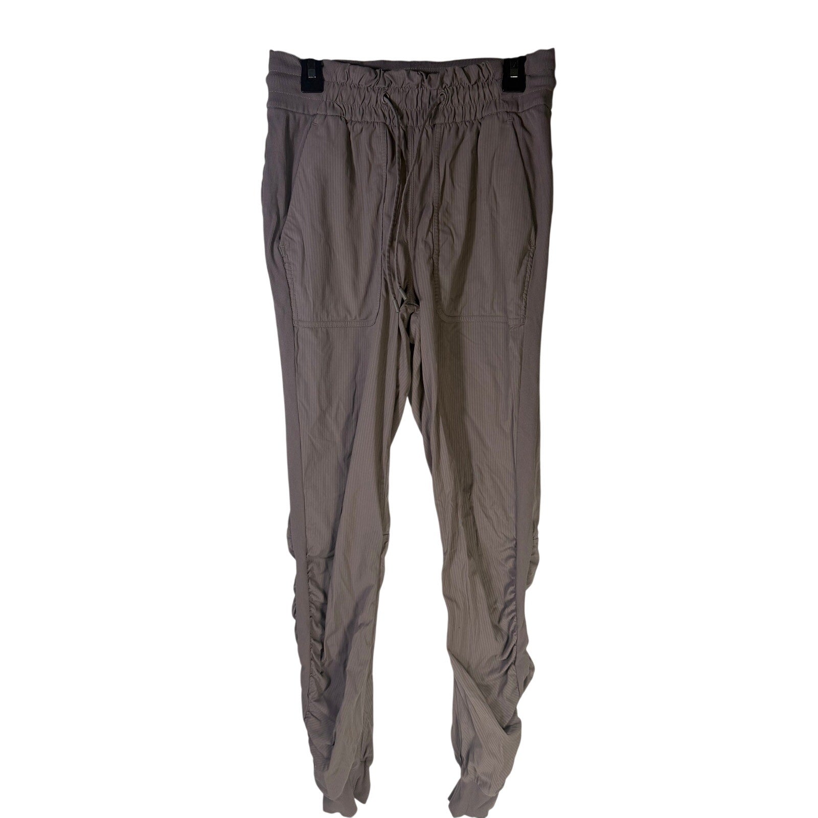 Women’s High-Rise Ruched Tapered Pants Taupe Gray Size 4 Preowned