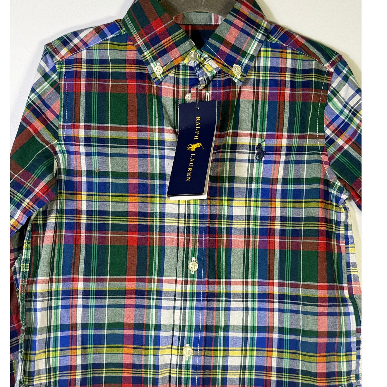 Polo Ralph Lauren Boys Plaid Shirt Khaki Chino Shorts Size 2T Outfit Set