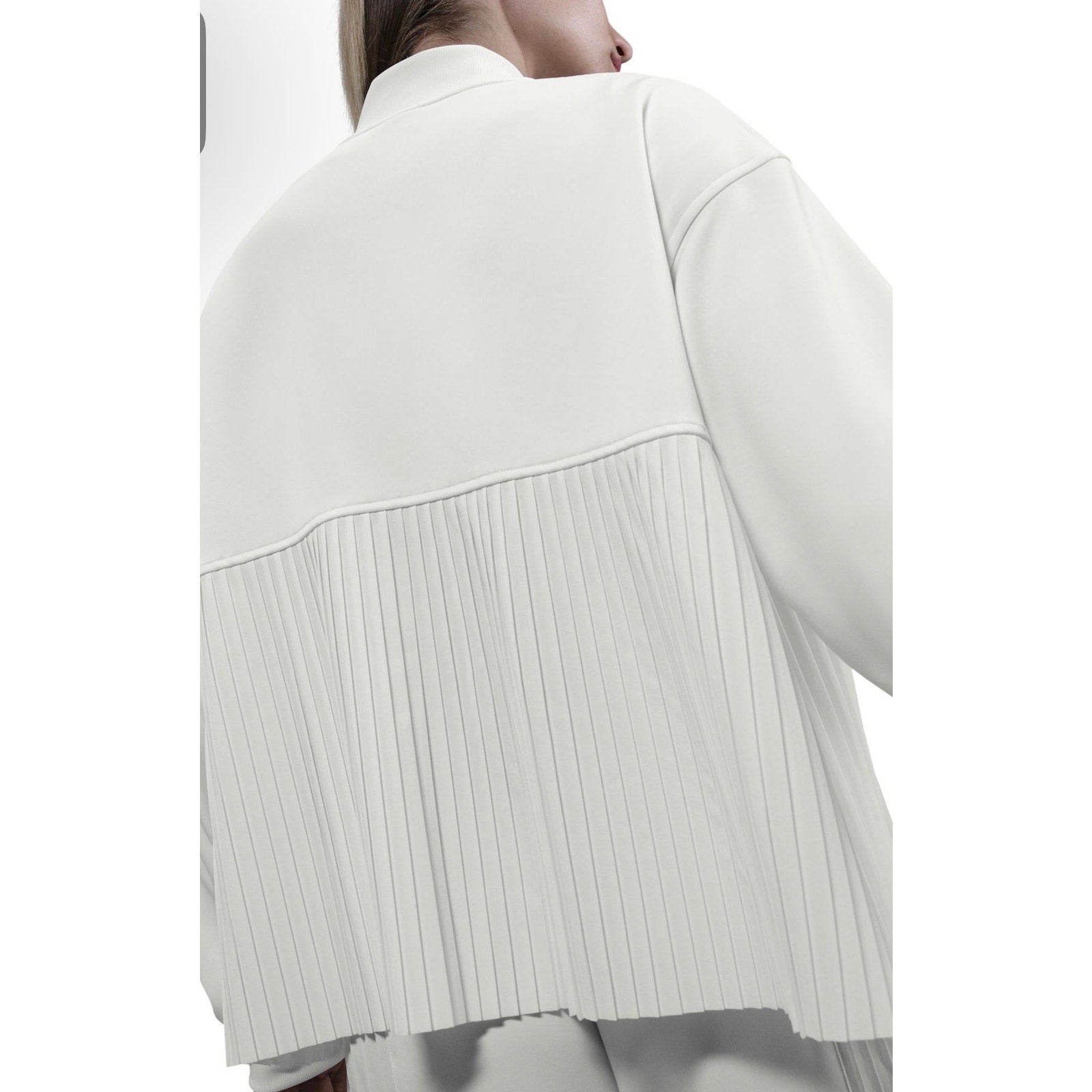 Nike Women's Pleated Bomber Jacket Full Zip Sail White Size M NWT