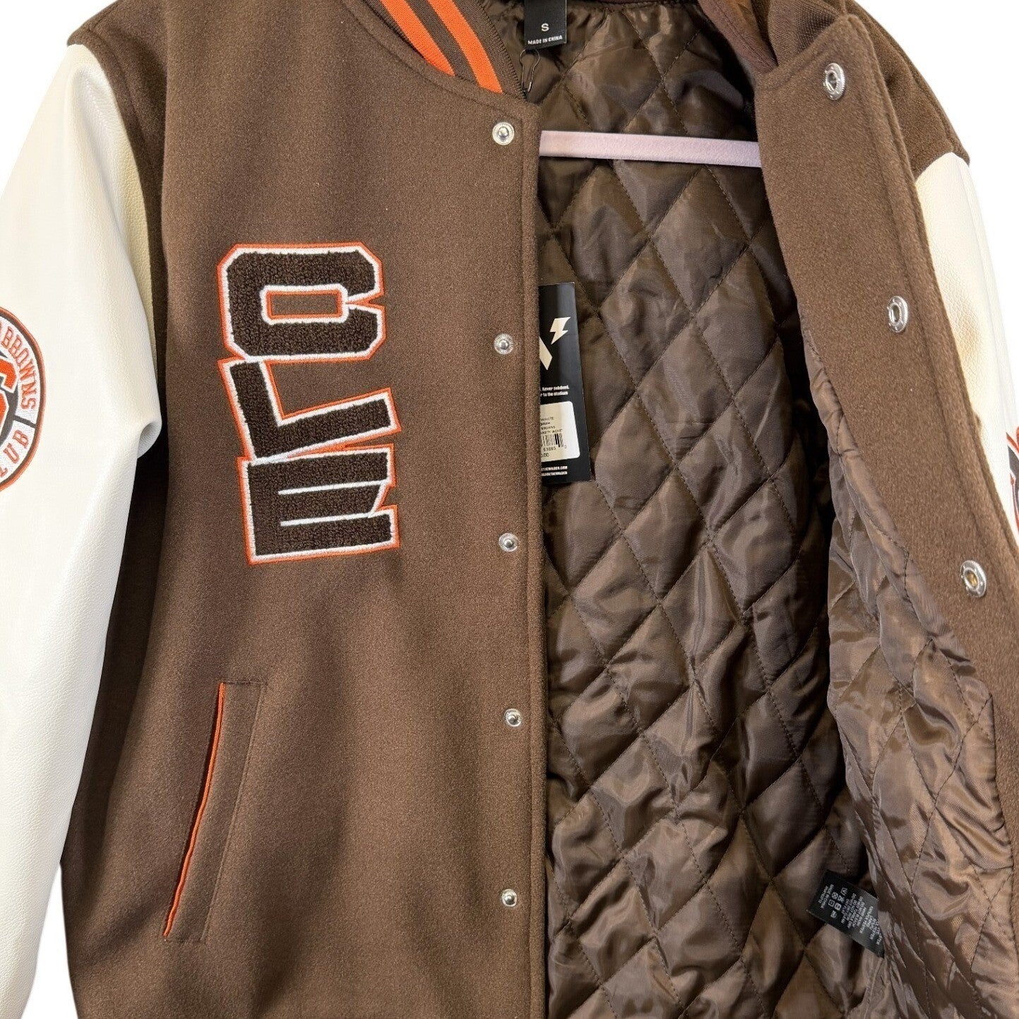 NWT The Wild Collective Women's Varsity Jackey Cleveland Browns - Small