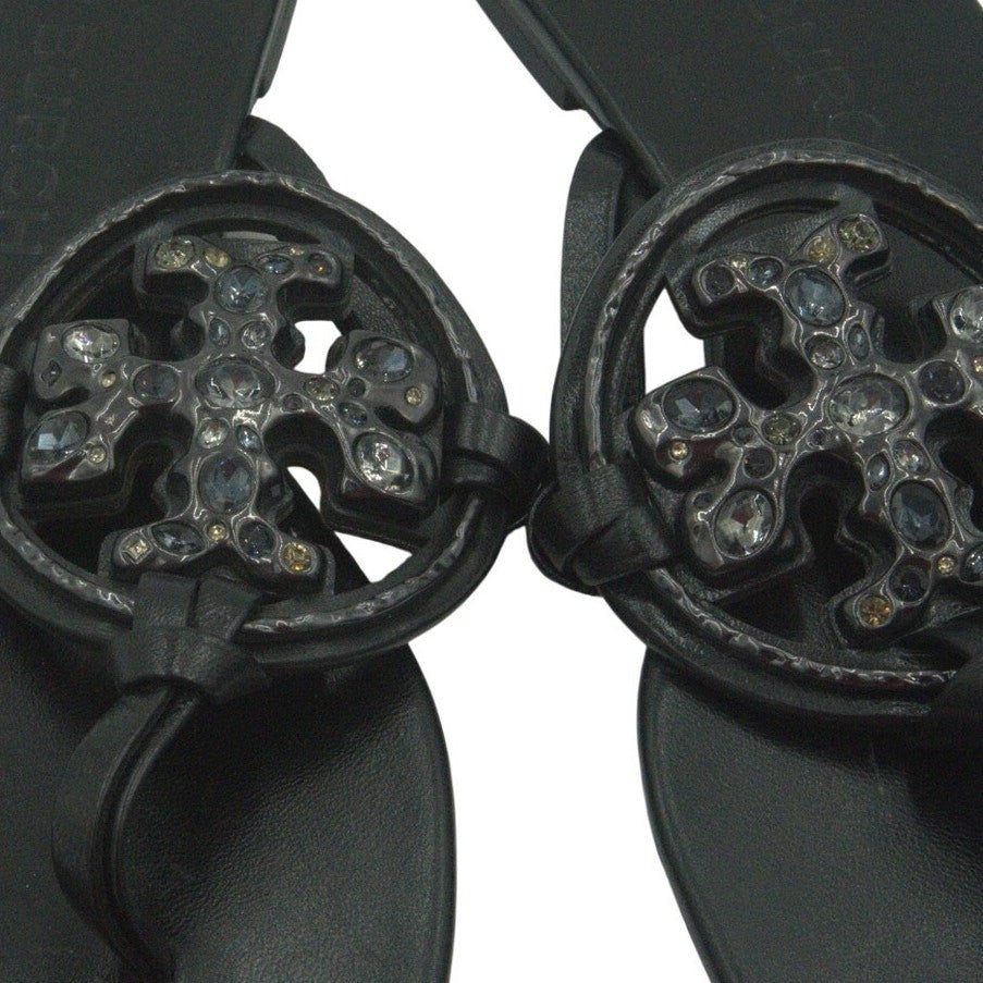 Tory Burch Metal Jeweled Miller Crystal Sandals – Black | Women’s 9.5