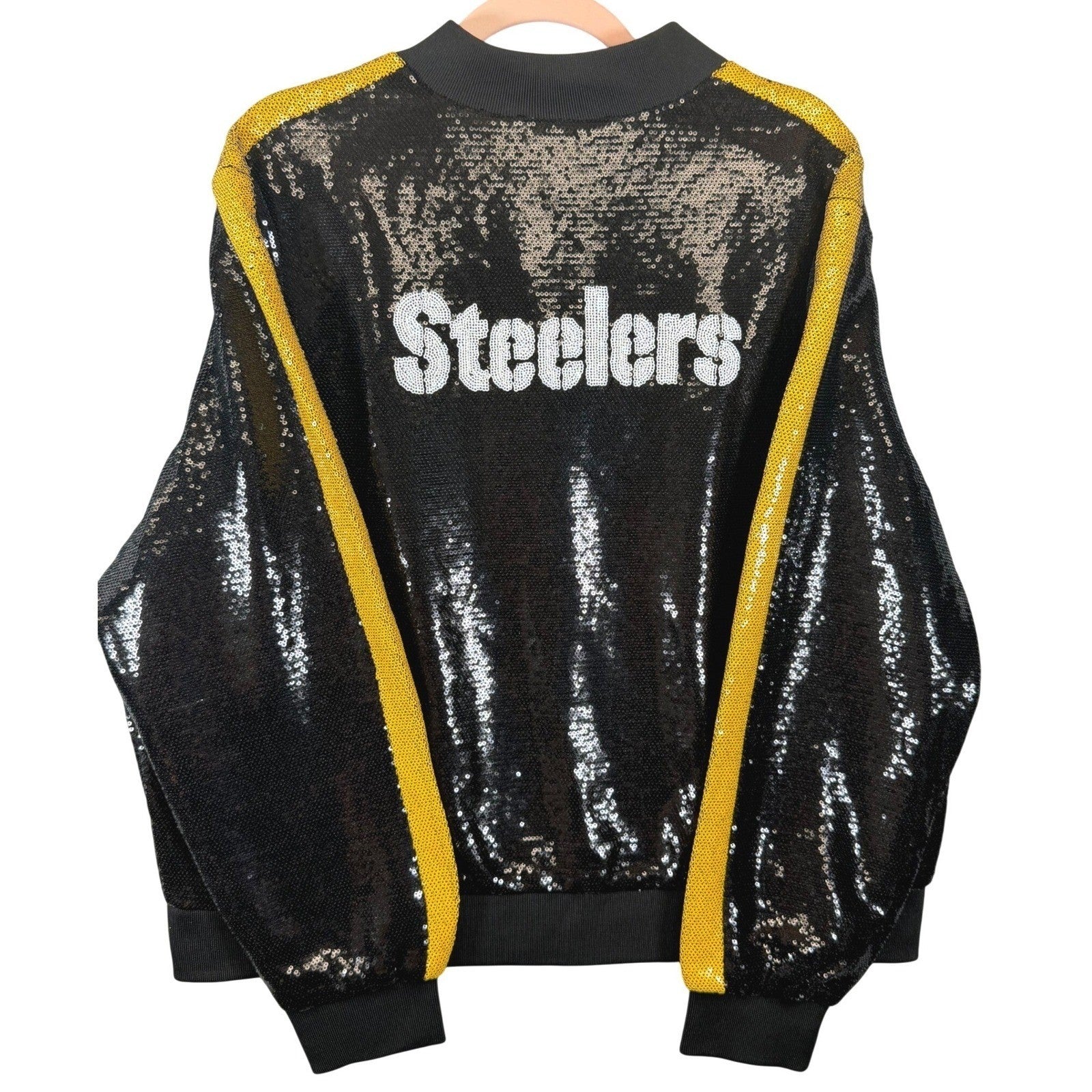 NWT The Wild Collective Sequin Pittsburgh "Steelers" Full-Zip Jacket Women's XL
