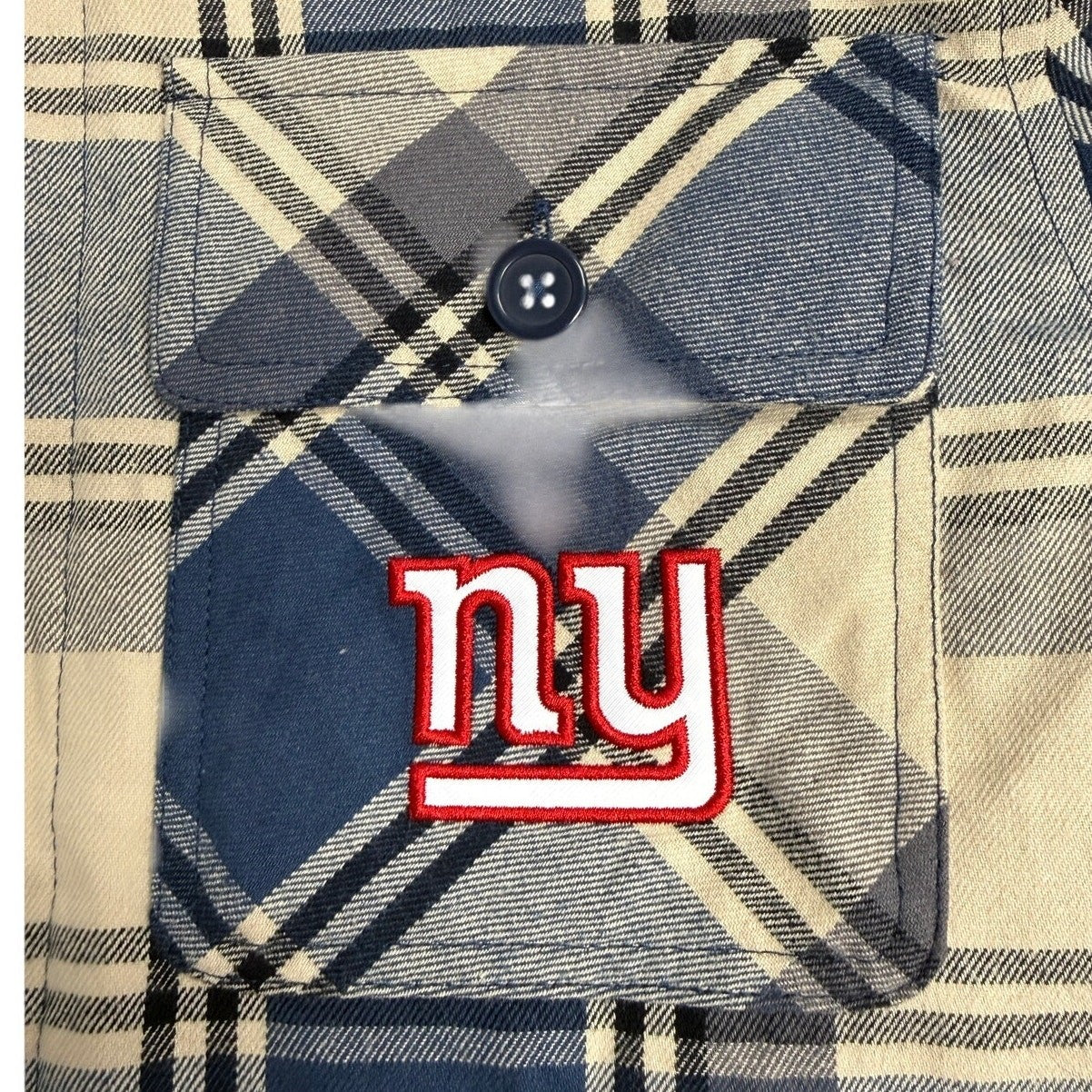NFL New York Giants Hooded Flannel Jacket – Men’s Small – Quilted Lined