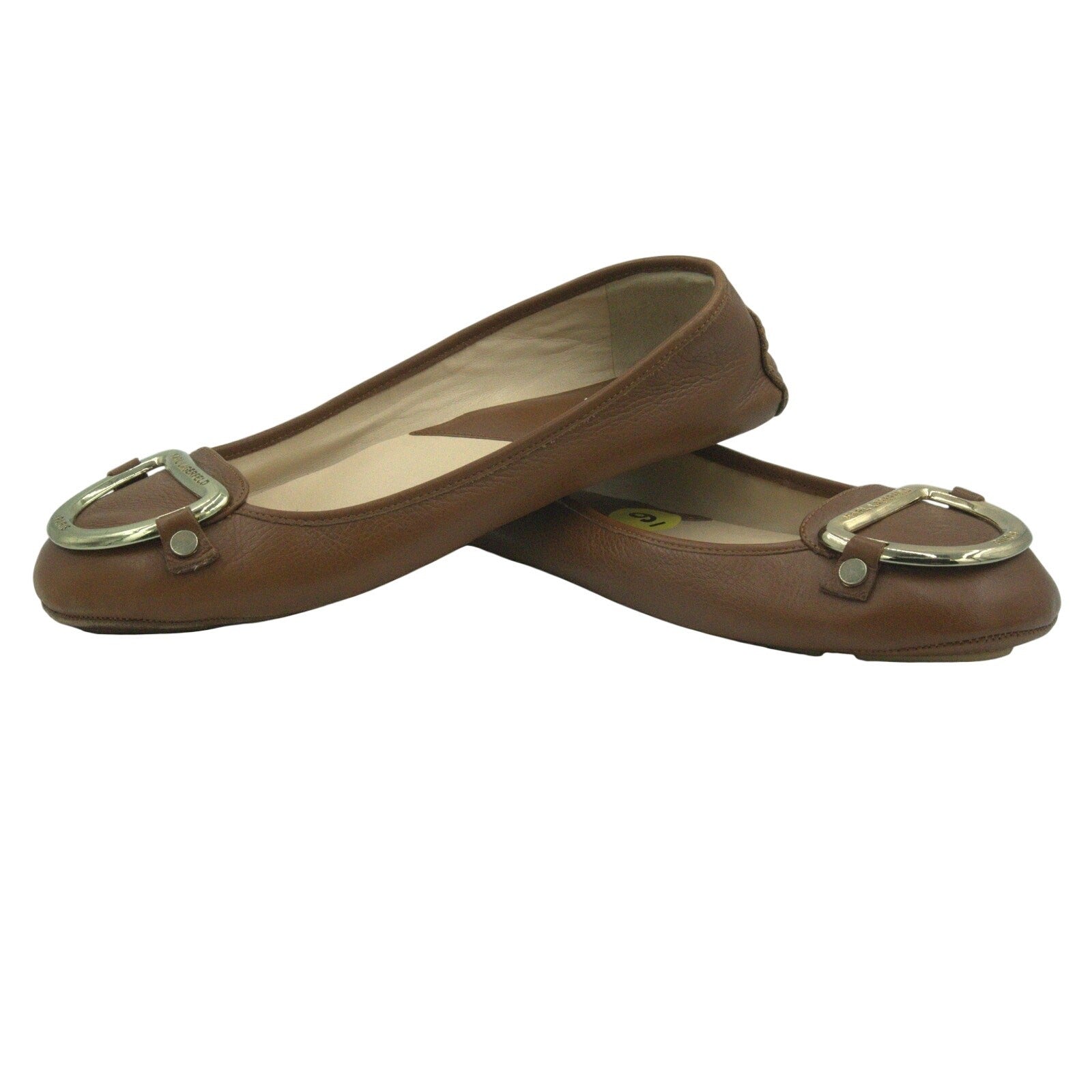 Karl Lagerfeld Paris Leather Buckle Ballet Flats – Tan Brown | Women’s 9