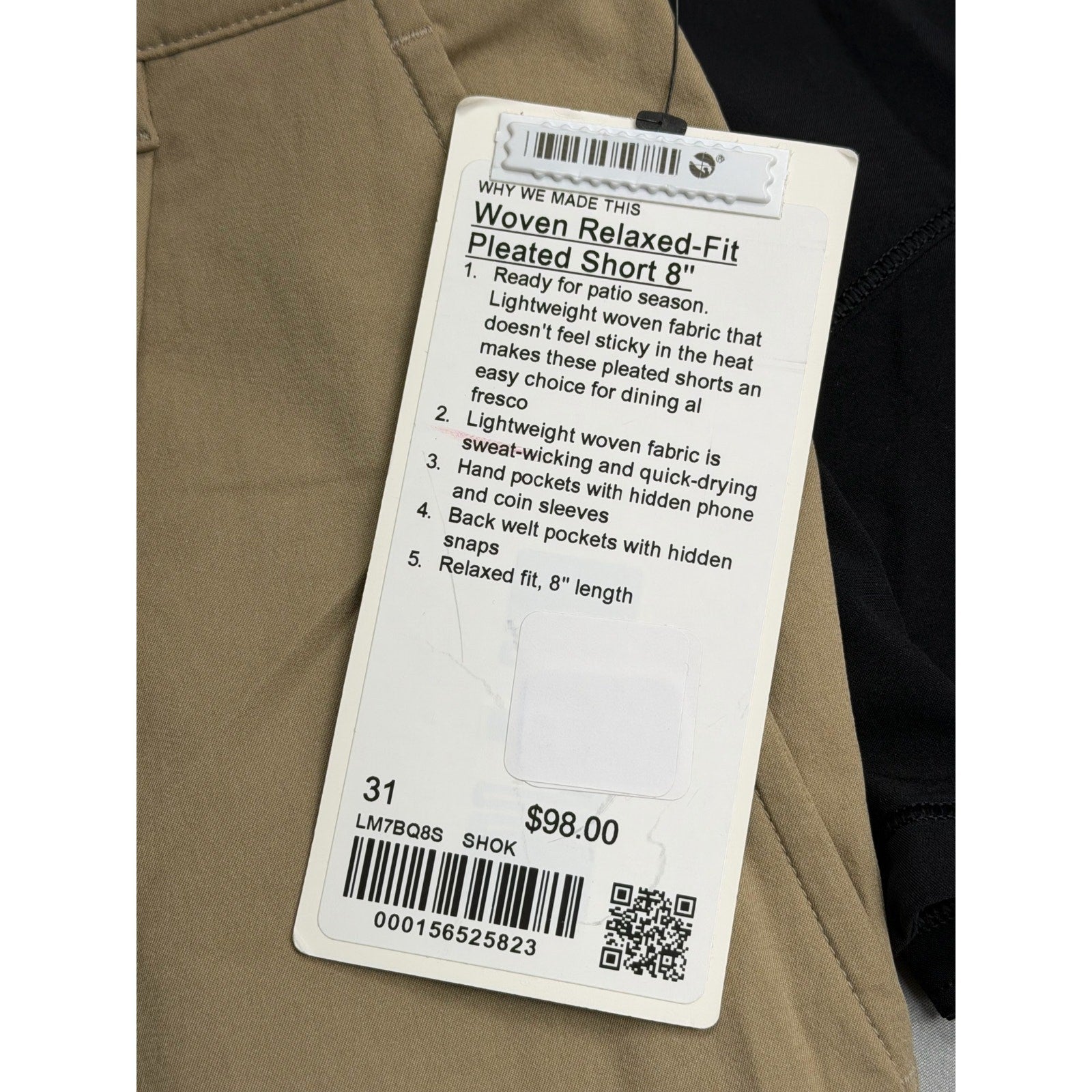 NWT Woven Relaxed-Fit Pleated Shorts – 8” Inseam, Size 31