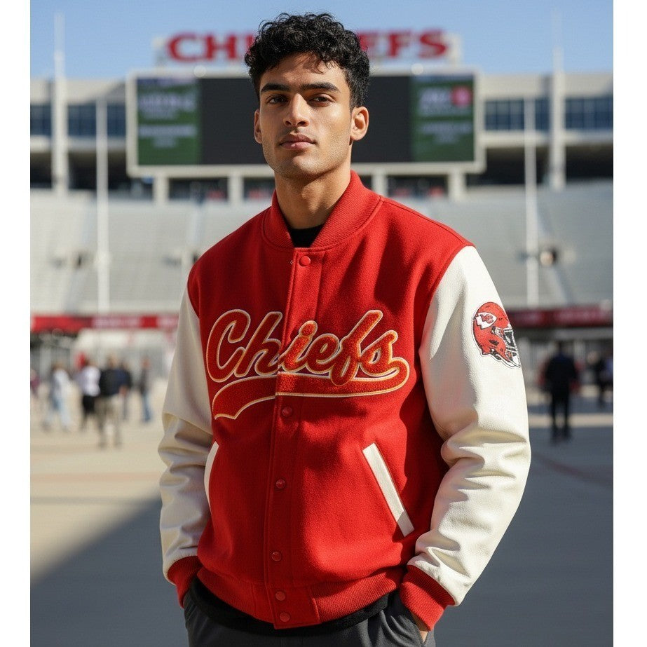 Starter Kansas City Chiefs Varsity Jacket – Quilted Lined, Embroidered Men's Med