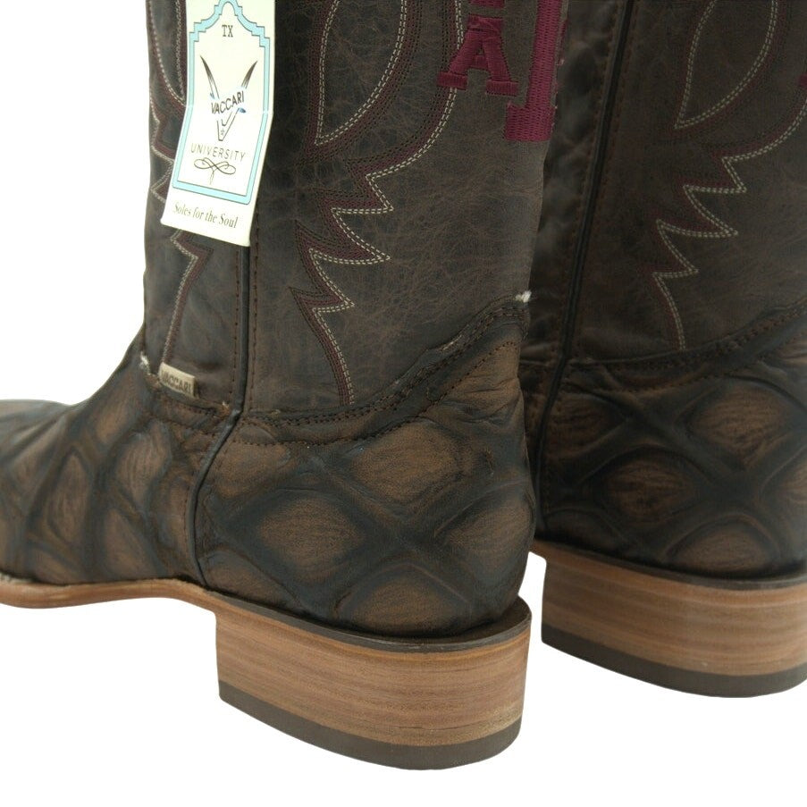 NWT Vaccari University “Texas A&M” Genuine Leather Cognac Boots Men's 12