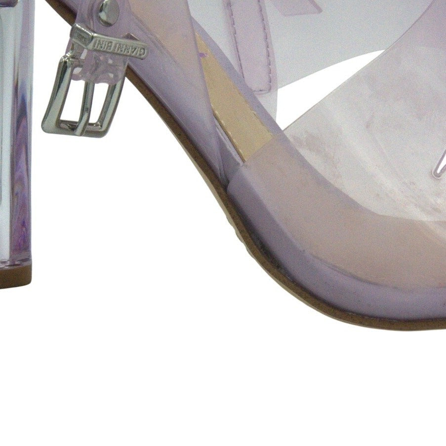 Gianni Bini Liyra Clear Ankle Strap Block Heel Sandals – Purple | Women’s 9M