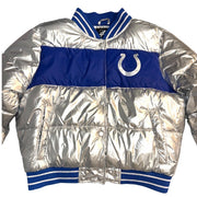 NWOT GH4Her Colts Metallic Silver Puffer Jacket Women's Large