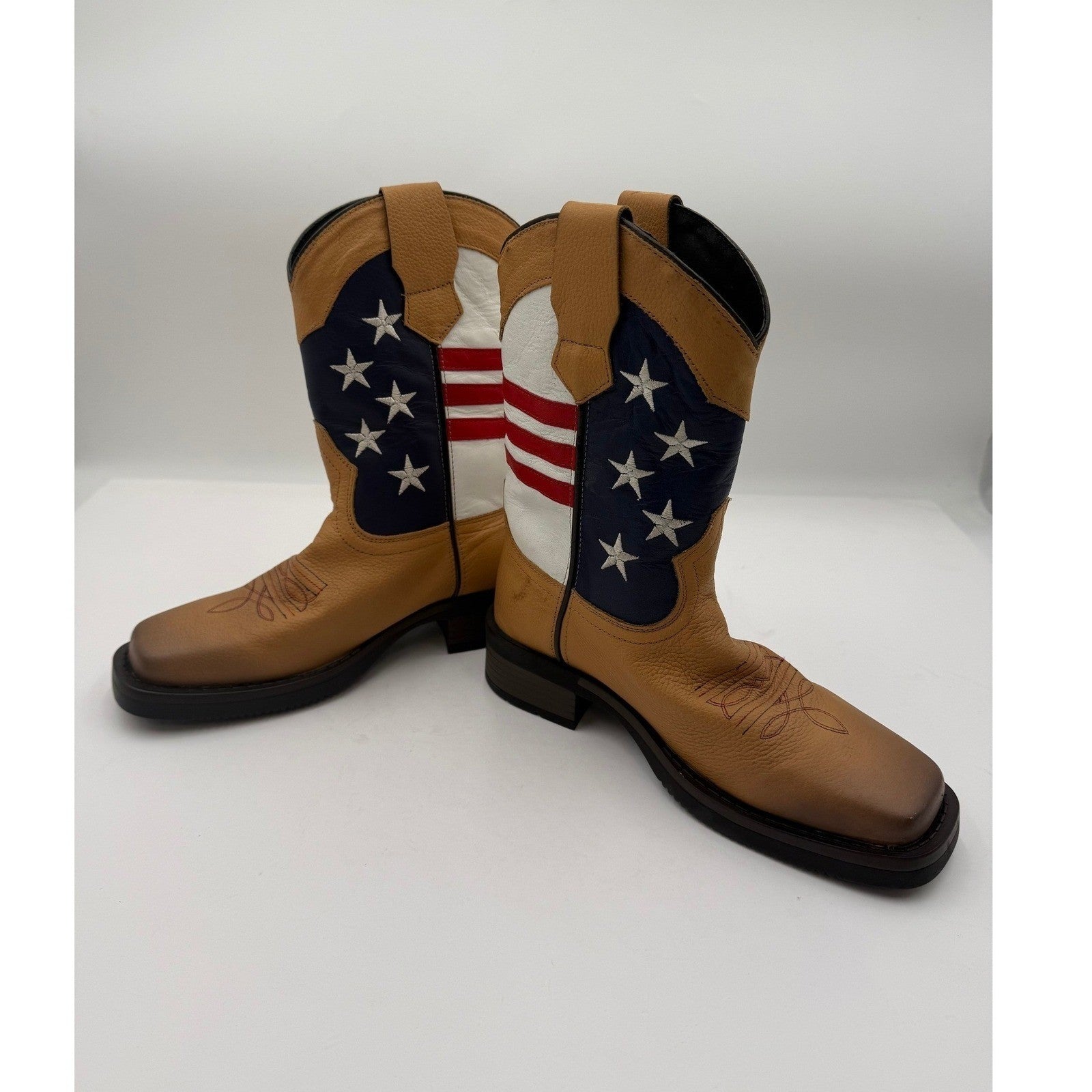 NWT J.B. DILLON KIDS USA FLAG LEATHER BOOTS YOUTH Size 3 MADE IN MEXICO