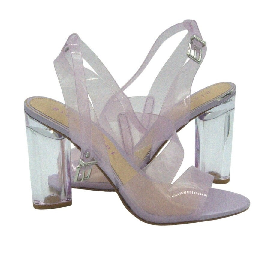Gianni Bini Liyra Clear Ankle Strap Block Heel Sandals – Purple | Women’s 9M
