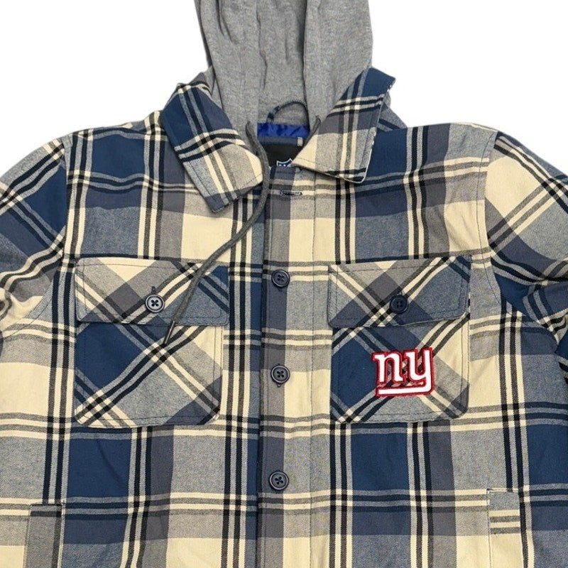 NFL New York Giants Hooded Flannel Jacket – Men’s Small – Quilted Lined