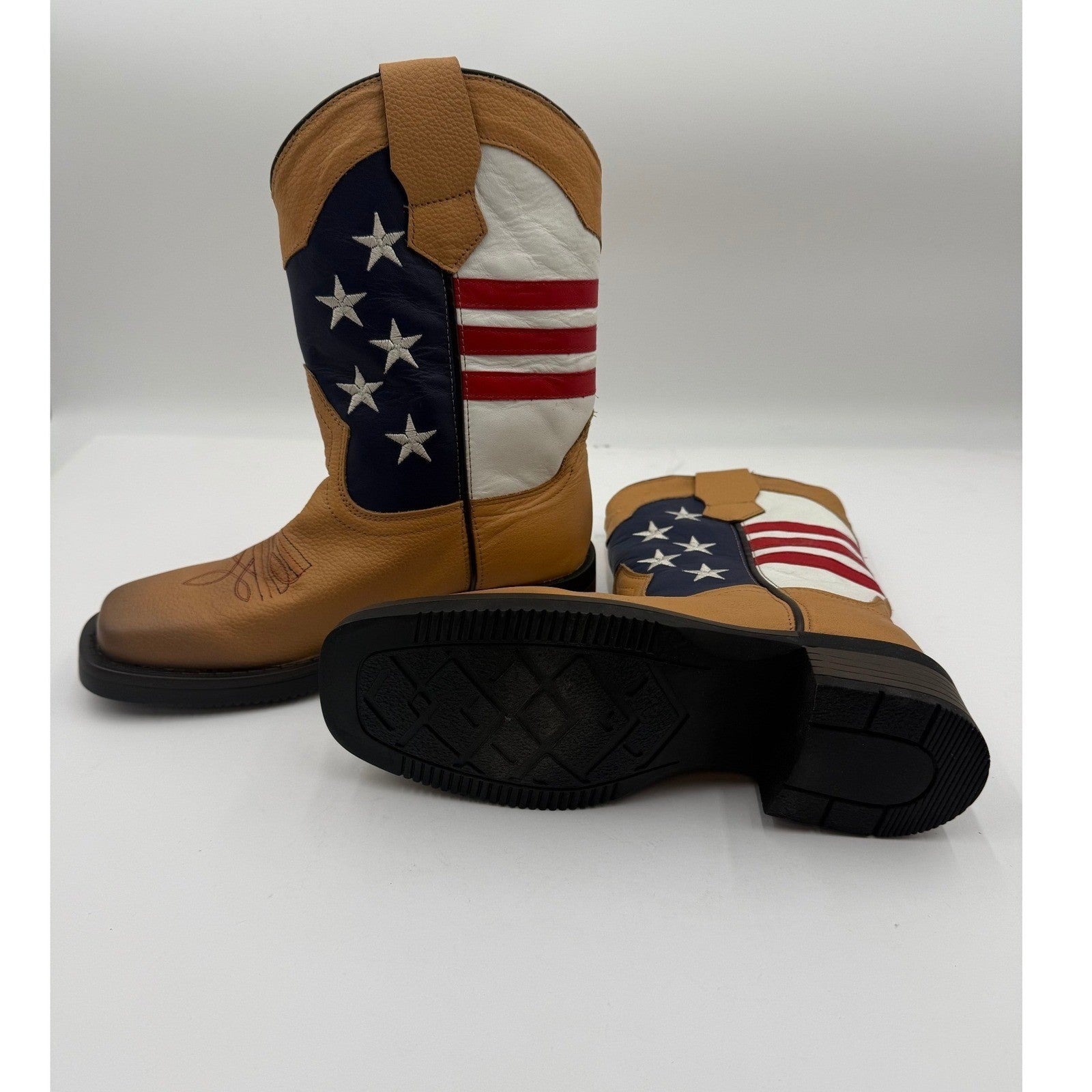 NWT J.B. DILLON KIDS USA FLAG LEATHER BOOTS YOUTH Size 3 MADE IN MEXICO
