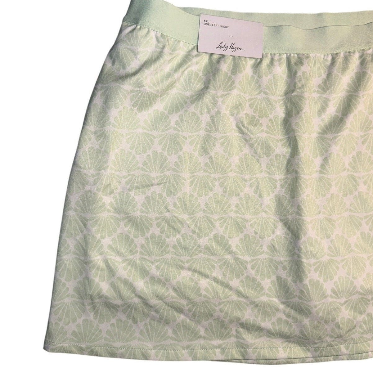 Lady Hagen Women's XXL 16" Prt Side Pleat Skort in Mint Seashells