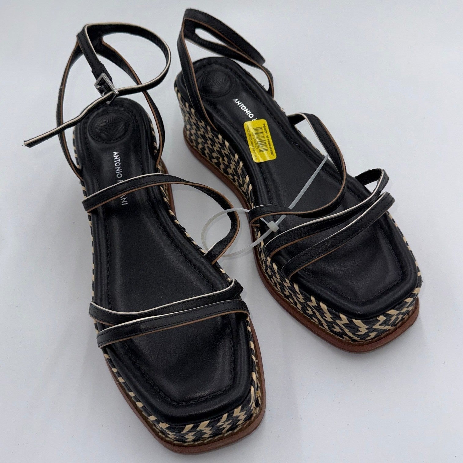 NWT Antonio Melani Hazelle Strappy Woven Platform Wedge Espadrille Sandals 9.5W