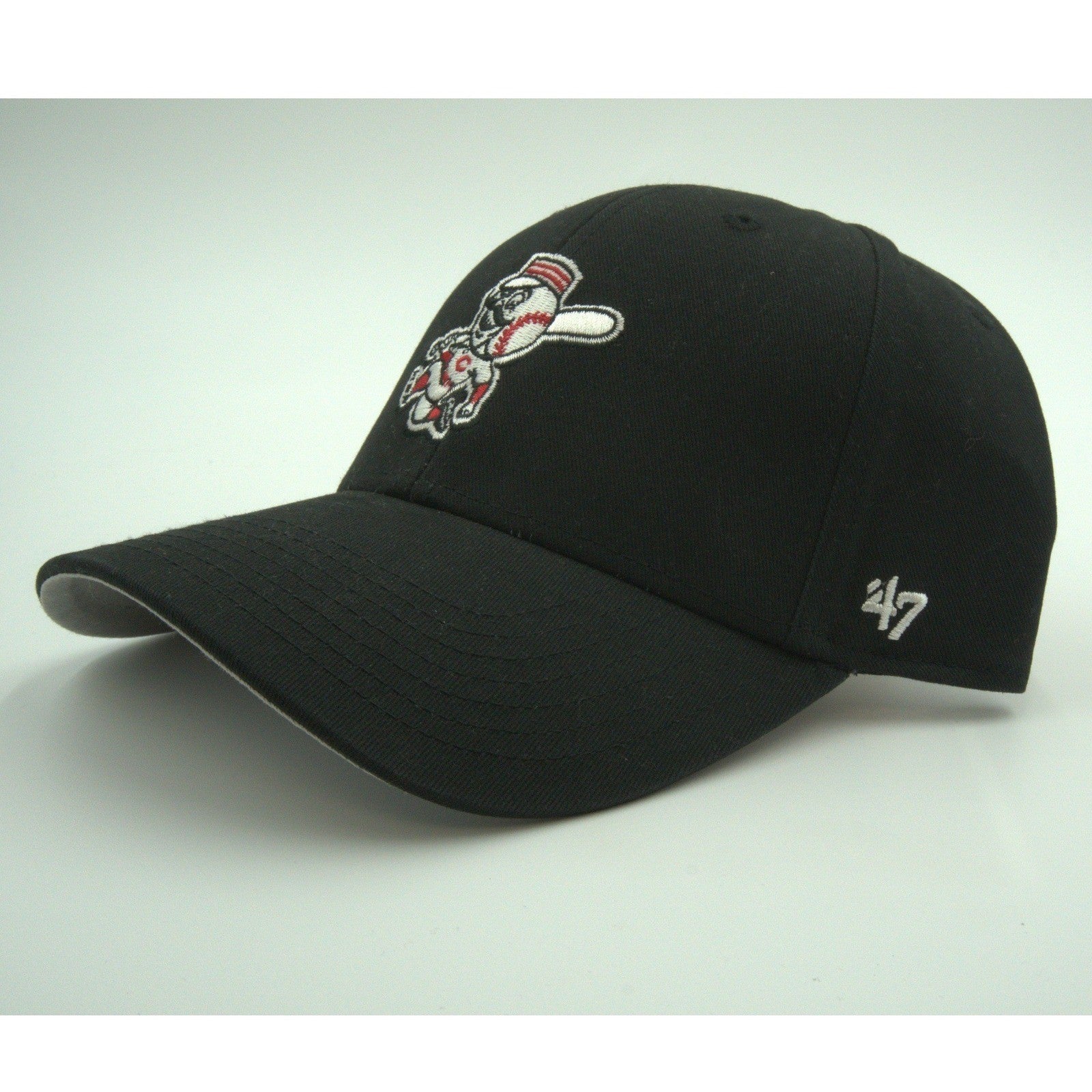 NWT Cincinnati Reds '47 Brand Mr. Redlegs Youth Vintage Mascot Dad Hat Black MLB