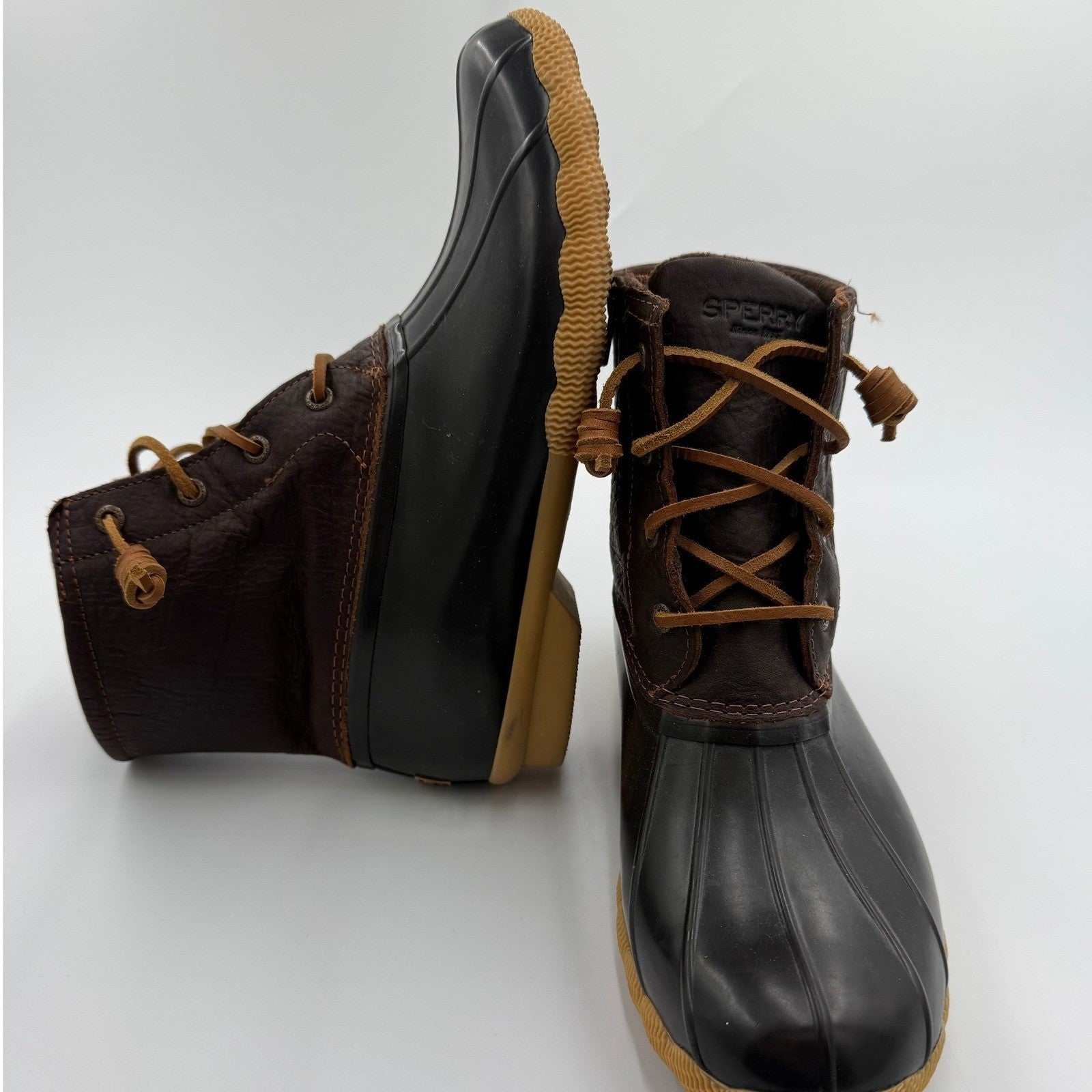 Sperry Top Sider STS91176 Women's 9.5 Brown WATERPROOF Saltwater Duck Boots