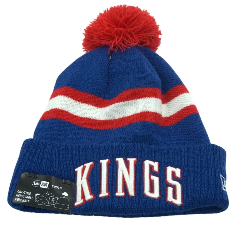 New Era Sacramento Kings Pom Beanie Youth Blue Red NBA Knit Hat – NWT