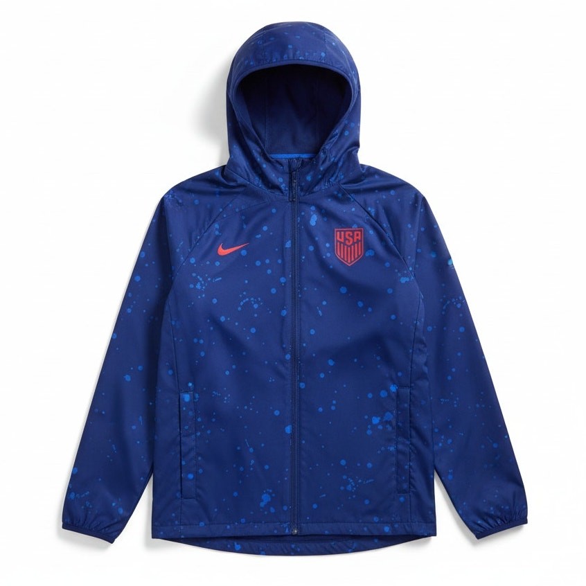 NWT Nike USA Soccer Anthem Windbreaker Jacket Blue Splatter Men’s Medium