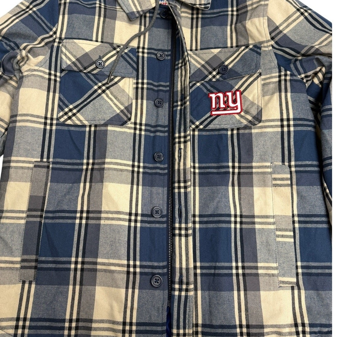 NFL New York Giants Hooded Flannel Jacket – Men’s Small – Quilted Lined