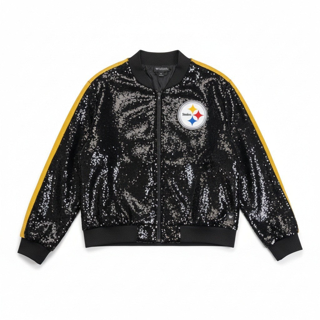 NWT The Wild Collective Sequin Pittsburgh "Steelers" Full-Zip Jacket Women's XL
