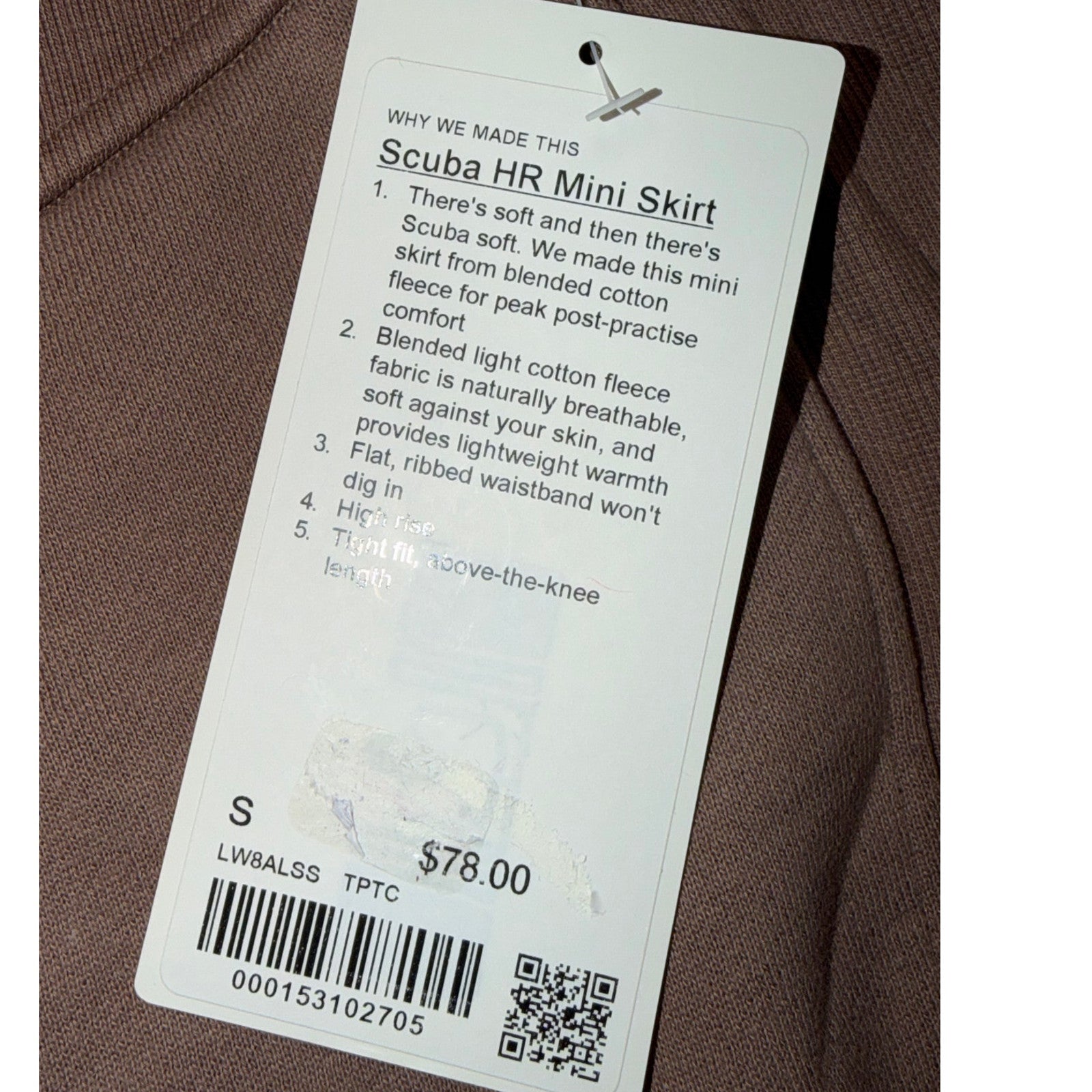 NWT Lululemon Scuba High-Rise Mini Skirt – Taupetastic (Brown) – Women’s Small