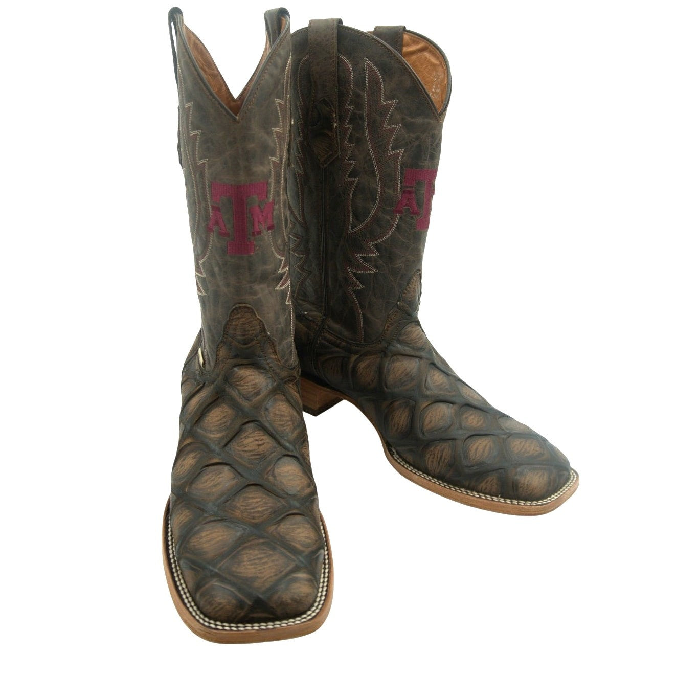 NWT Vaccari University “Texas A&M” Genuine Leather Cognac Boots Men's 12