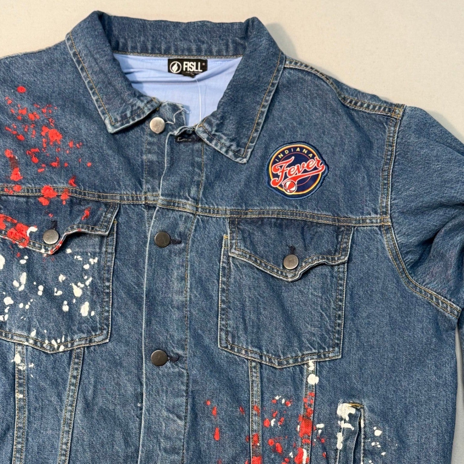 NWT Caitlin Clark #22 Indiana Fever Custom Denim Jacket WNBA FISLL Trucker XL