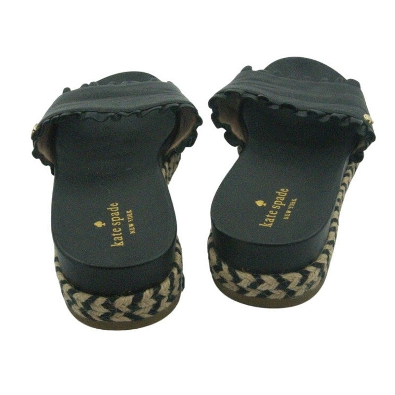 Kate Spade New York Espadrille Slide Sandals Ruffle Trim Black | Women’s 8.5W
