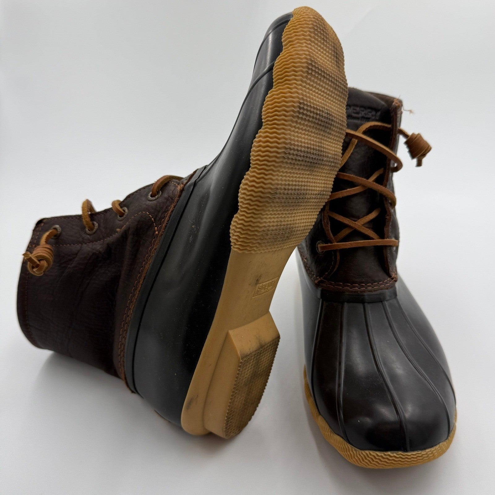Sperry Top Sider STS91176 Women's 9.5 Brown WATERPROOF Saltwater Duck Boots