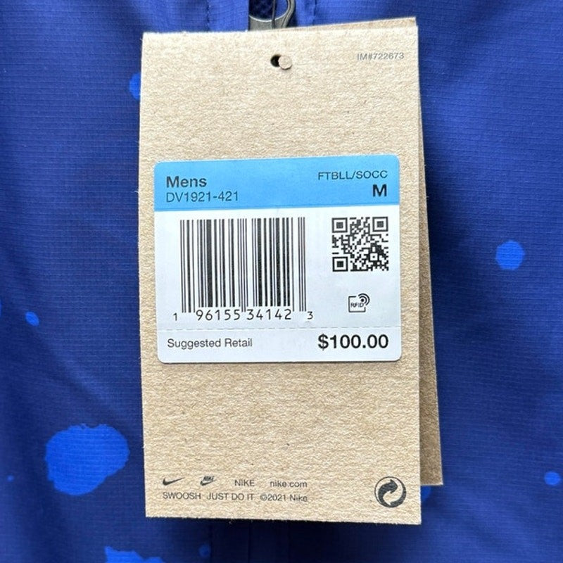 NWT Nike USA Soccer Anthem Windbreaker Jacket Blue Splatter Men’s Medium