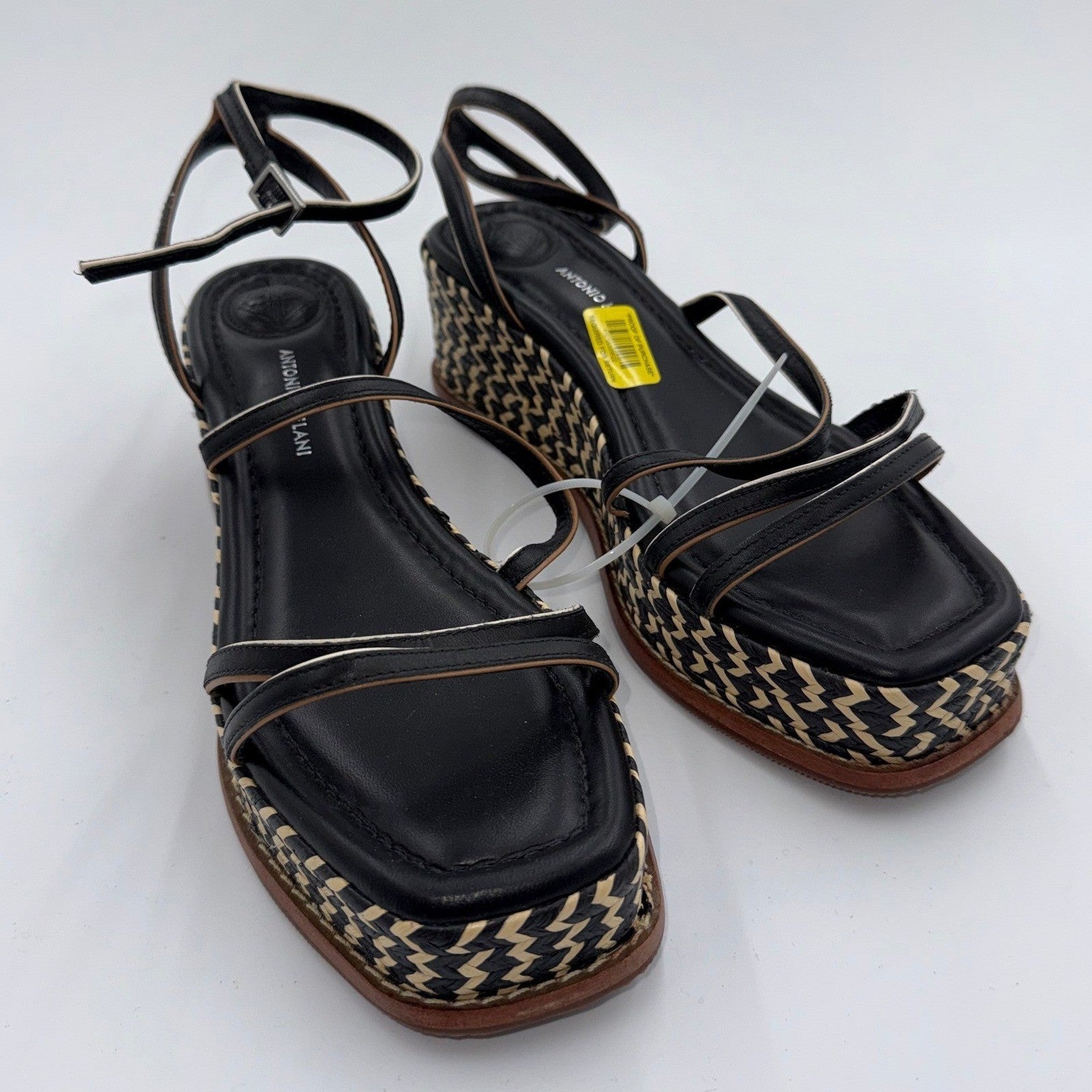 NWT Antonio Melani Hazelle Strappy Woven Platform Wedge Espadrille Sandals 9.5W