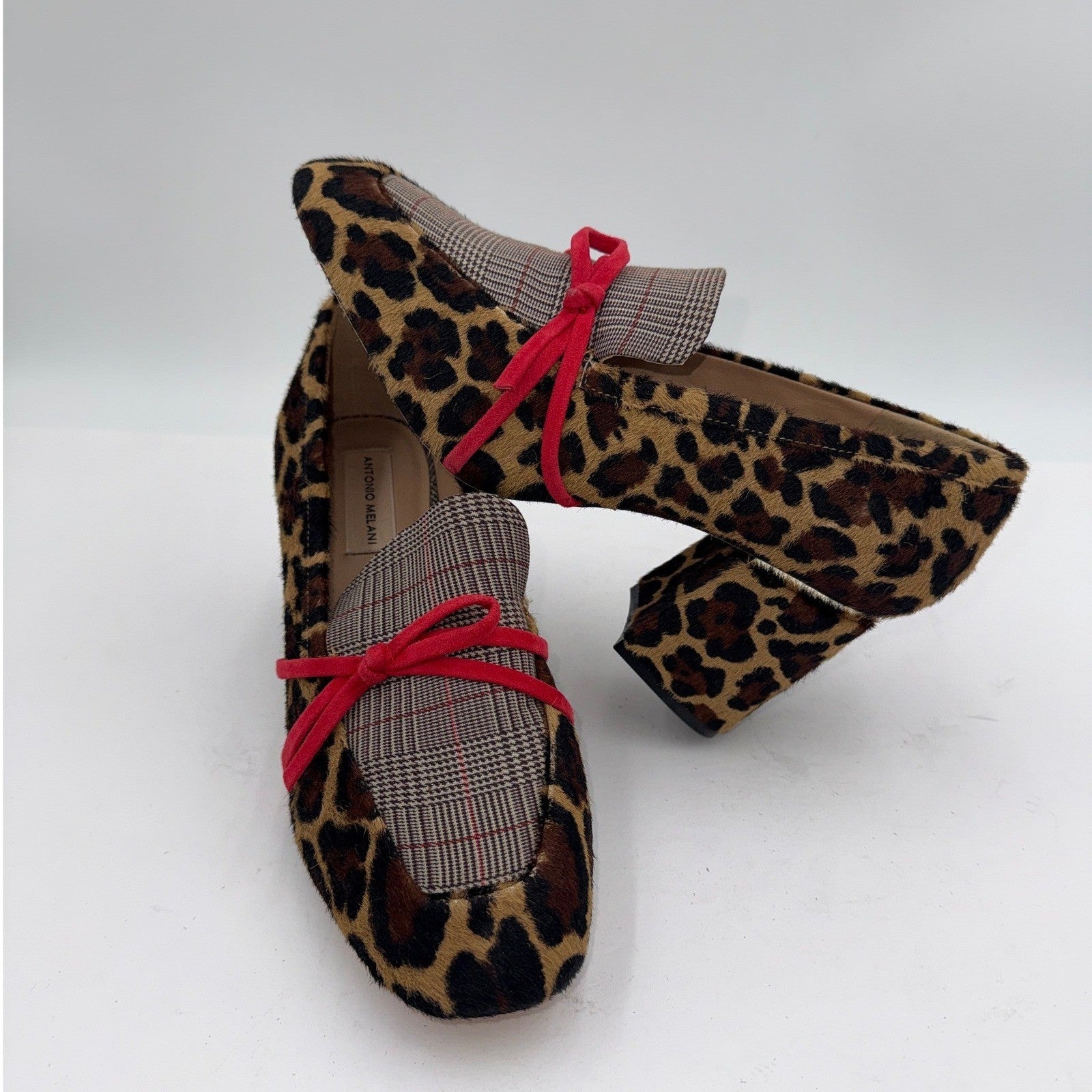 Antonio Melani Leopard Print (Sheared Lamb Fur (Real Fur) RN58909 Block Heel 9W