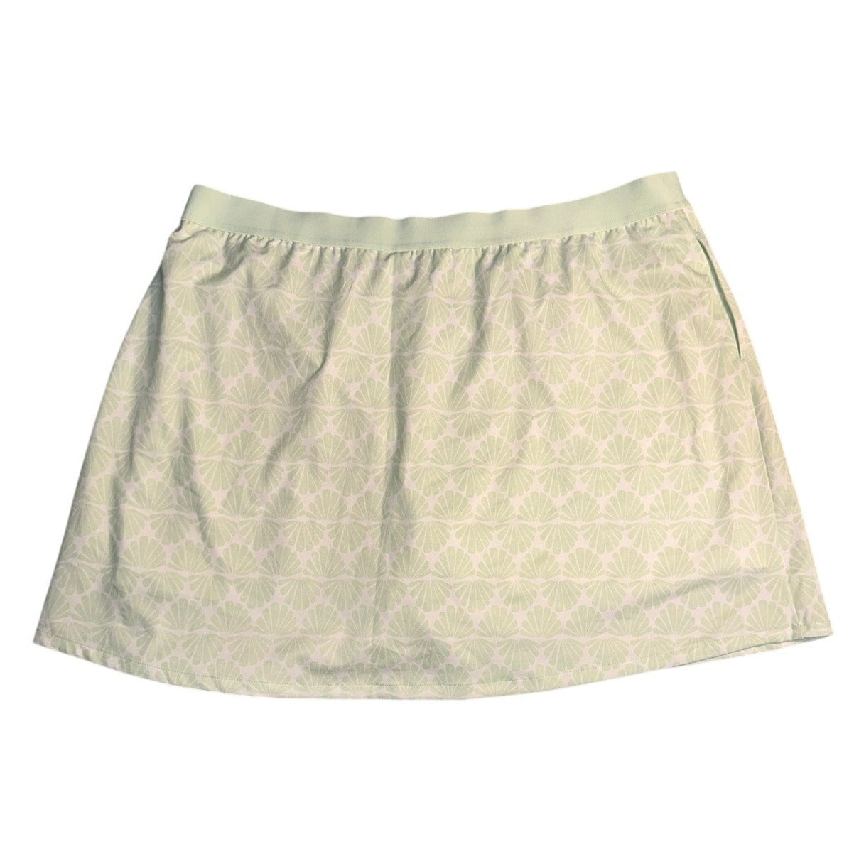 Lady Hagen Women's XXL 16" Prt Side Pleat Skort in Mint Seashells