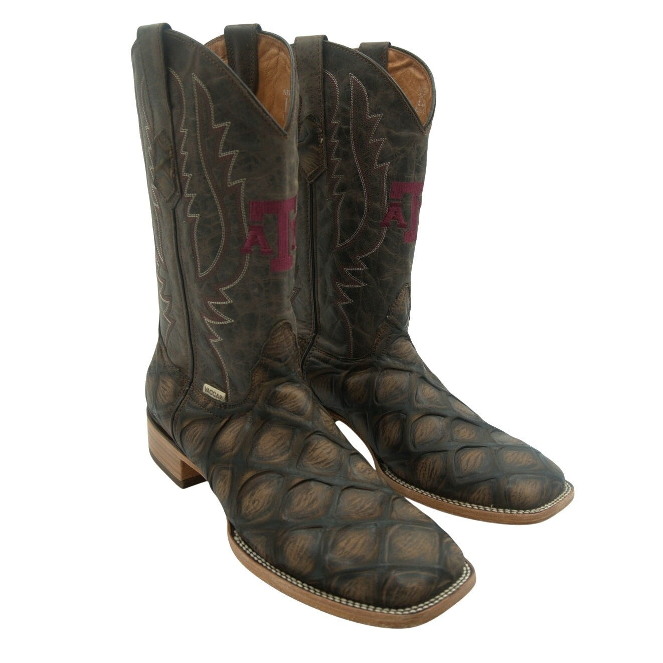 NWT Vaccari University “Texas A&M” Genuine Leather Cognac Boots Men's 12