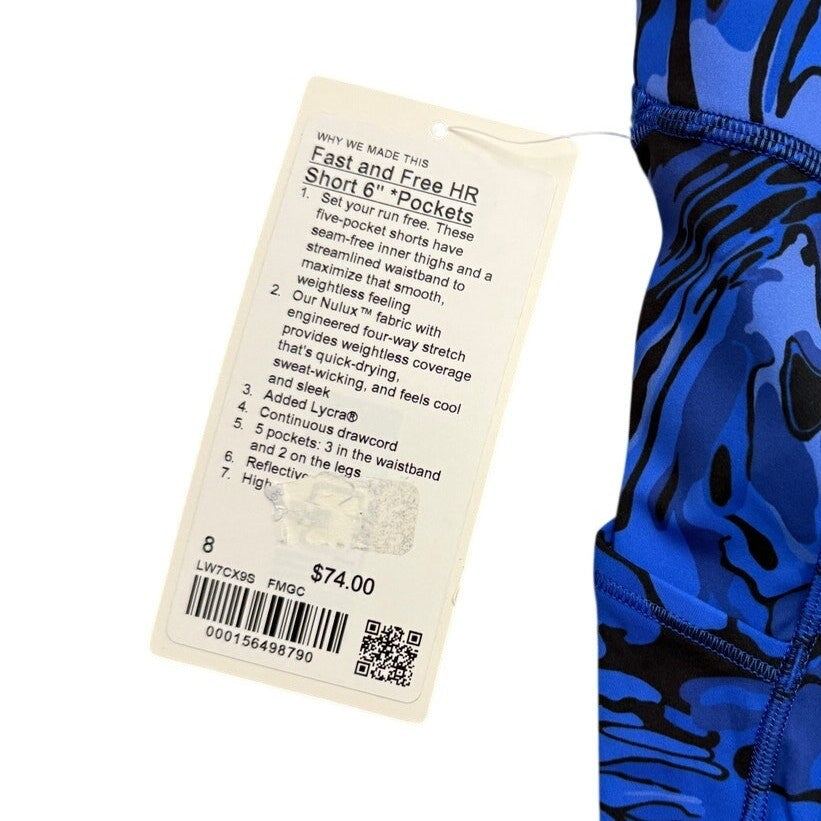NWT Lululemon Fast and Free High-Rise Short 6” Pockets – Blueprint – Women’s 8