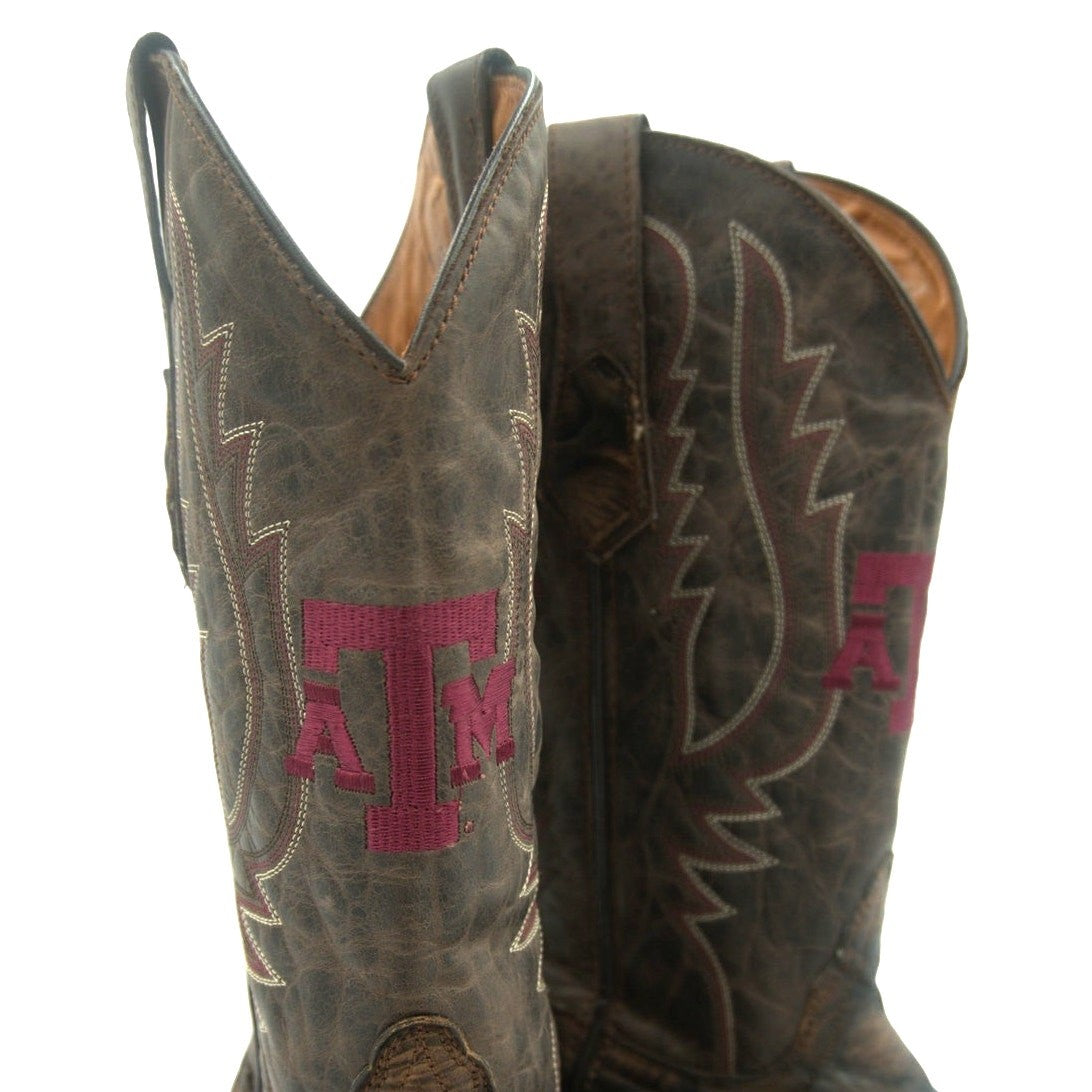 NWT Vaccari University “Texas A&M” Genuine Leather Cognac Boots Men's 12