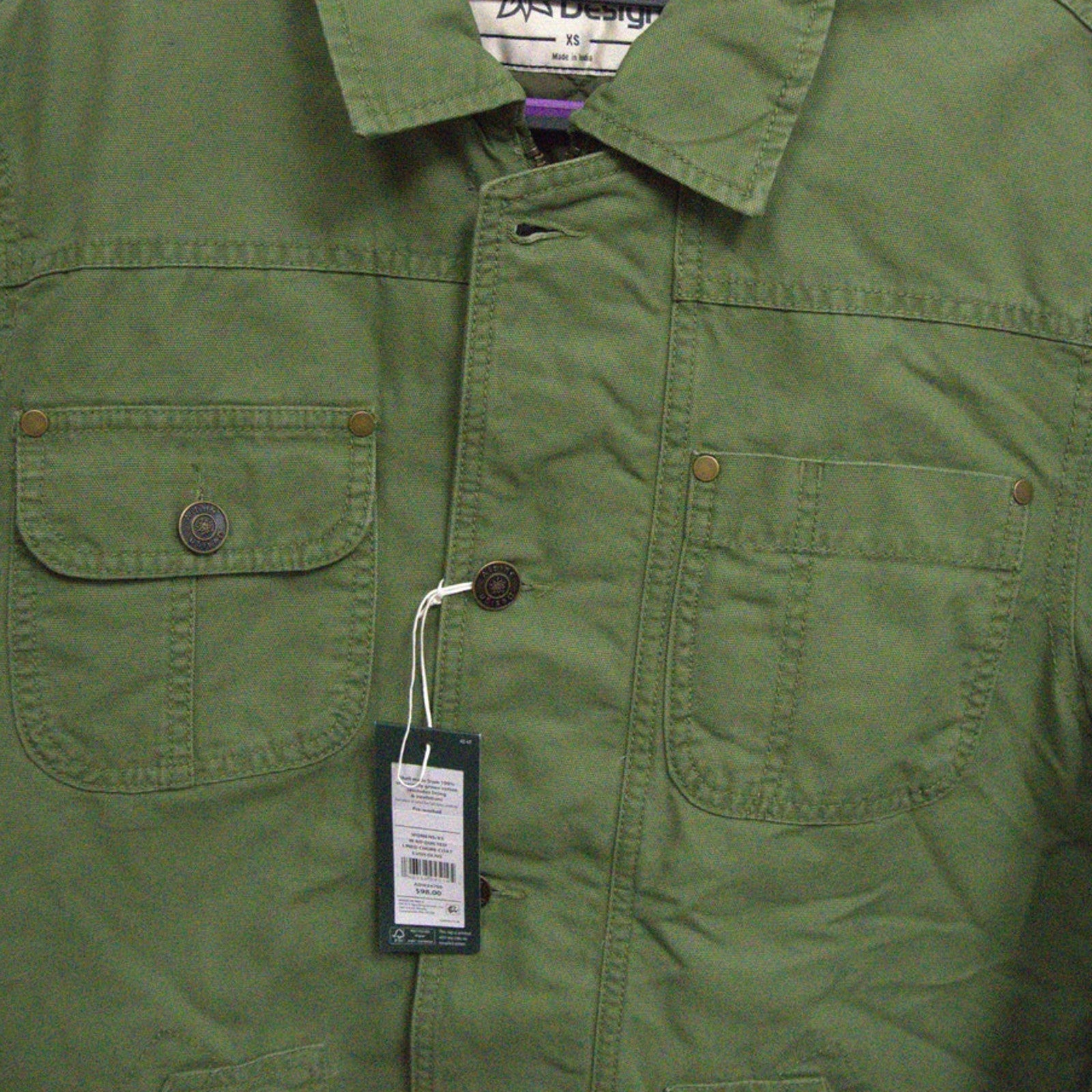 NWT Alpine Design Women's Extra Small Quilted Lined Chore Coat (Lush Olive)