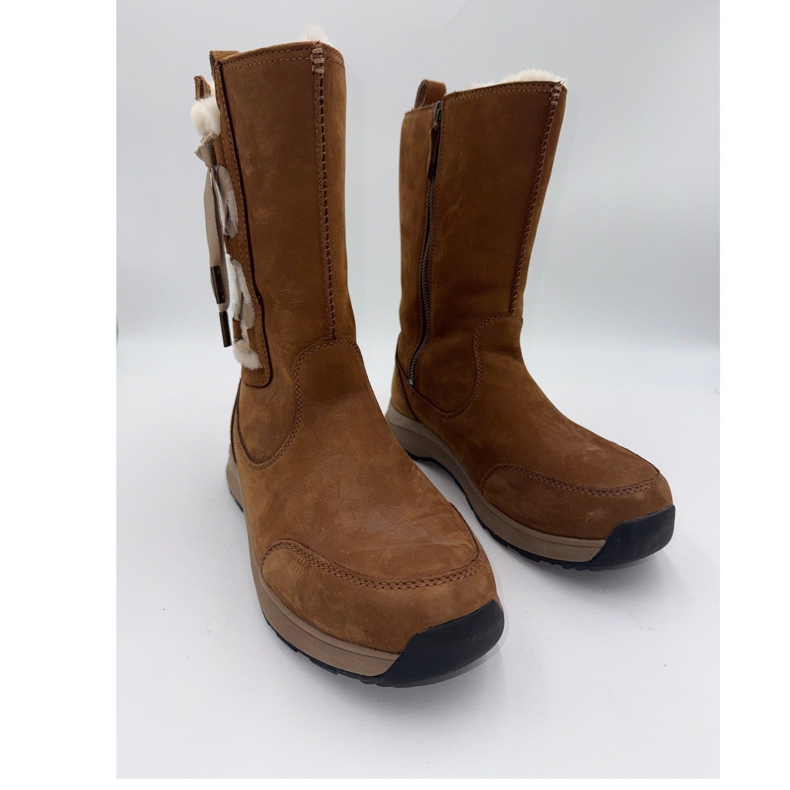 UGG Women's Waterproof Leather Winter Boots – Chestnut – Size 9.5W
