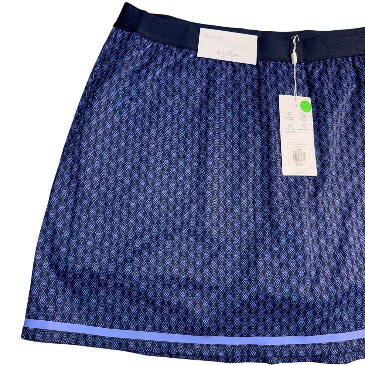 NWT Walter Hagen Side Pleat Contrast Skort Argyle Geo Navy | Women's XXL