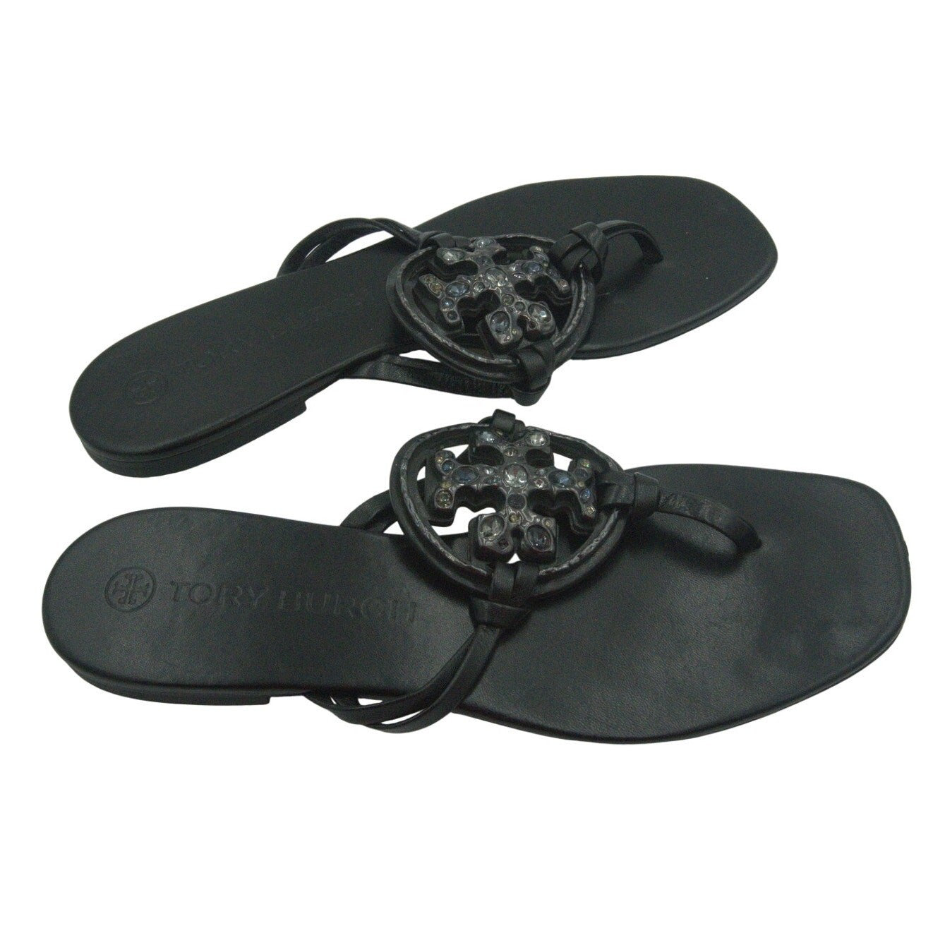 Tory Burch Metal Jeweled Miller Crystal Sandals – Black | Women’s 9.5