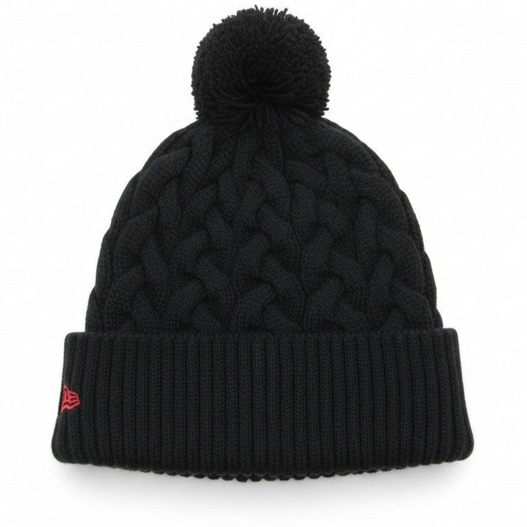 NWT New Era Women's Atlanta Braves Knit Beanie Black w/ Pom | One Size