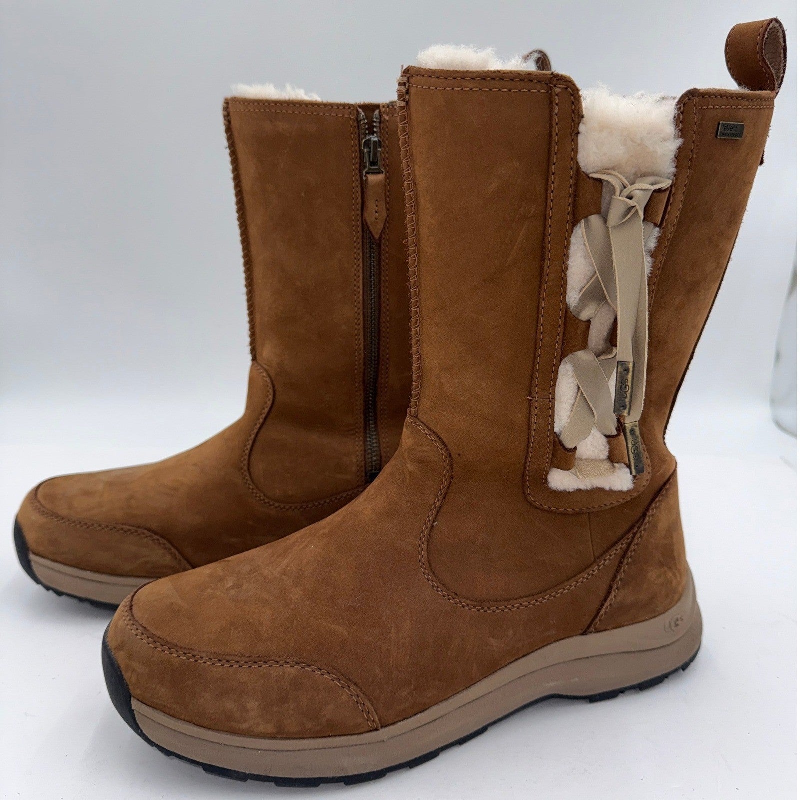 UGG Women's Waterproof Leather Winter Boots – Chestnut – Size 9.5W