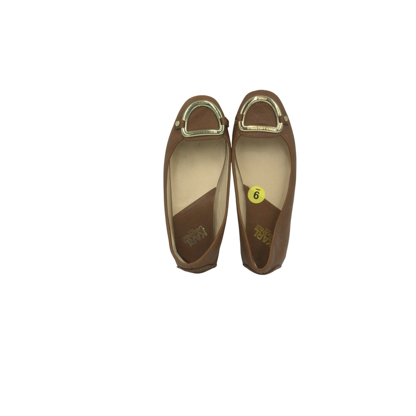 Karl Lagerfeld Paris Leather Buckle Ballet Flats – Tan Brown | Women’s 9