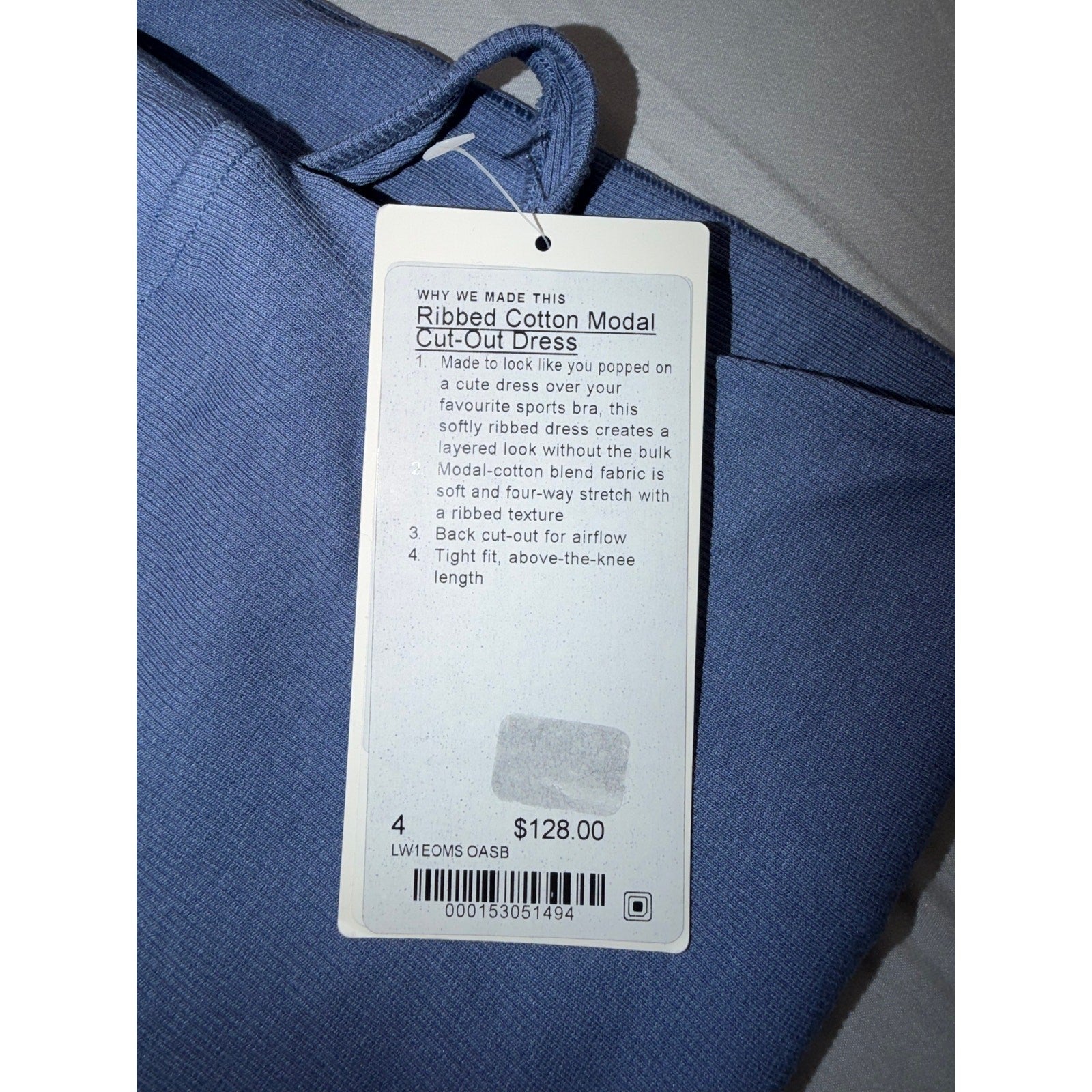 Lululemon Ribbed Cotton-Modal Cut-Out Dress – Women’s Size 4 – NWT